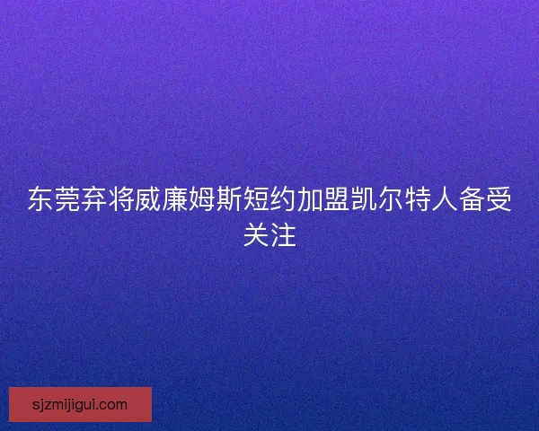 东莞弃将威廉姆斯短约加盟凯尔特人备受关注